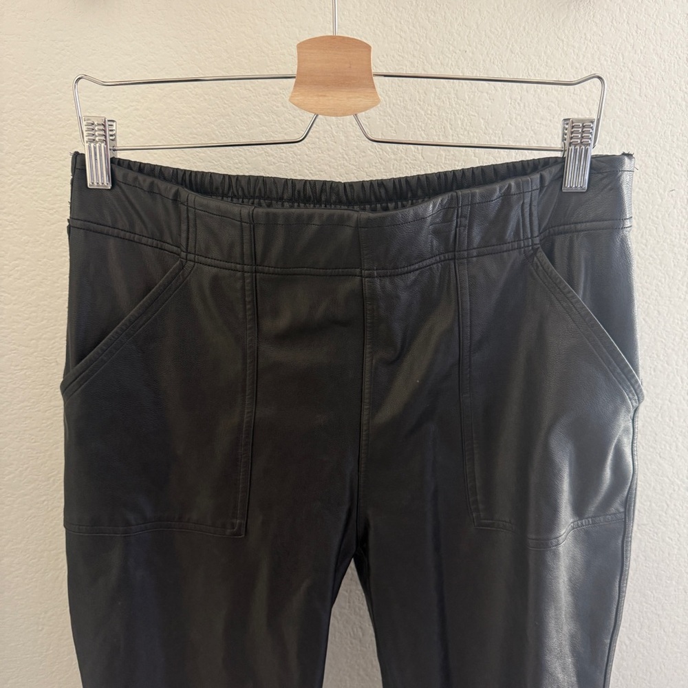 SPANX Black faux leather pull on joggers with pockets size L - Picture 3 of 9